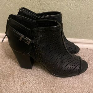 Daisy Fuentes Black Peep-Toe Heeled Boots